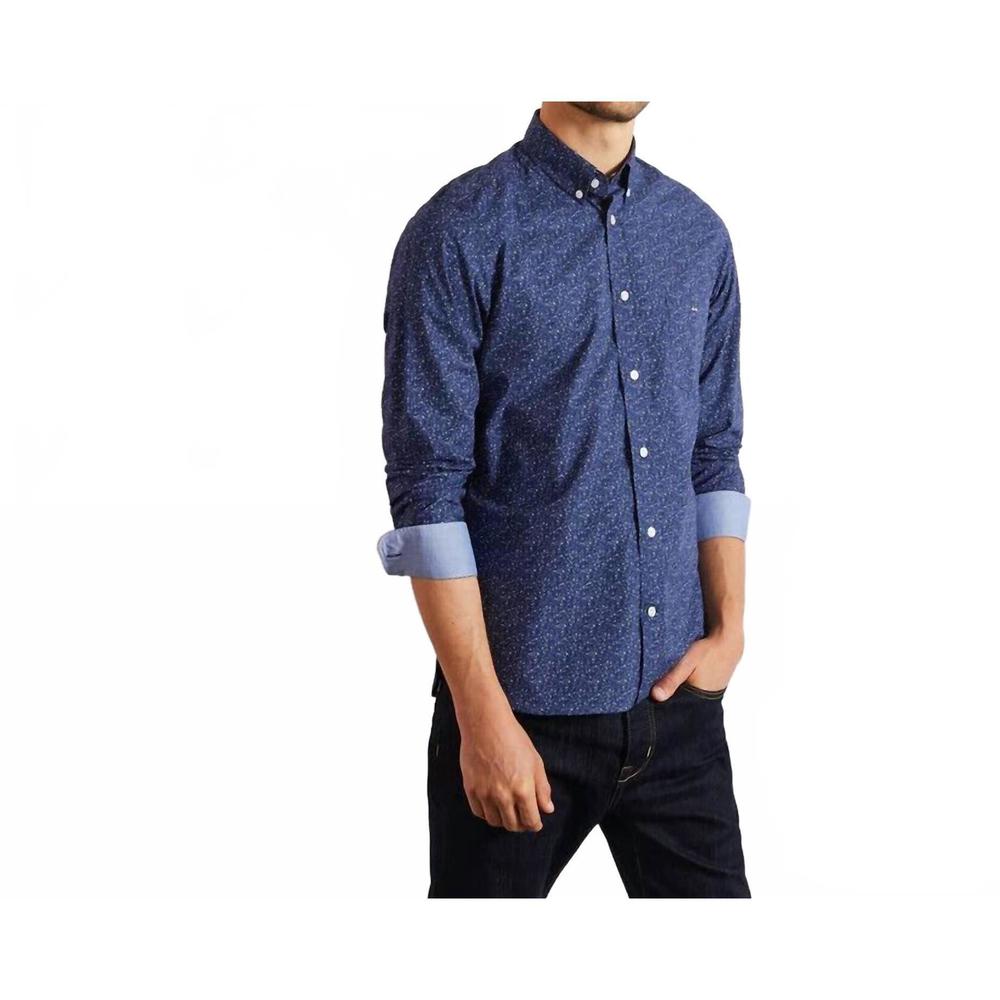 NEW EDEN PARK polo shirt with floral detail in navy blue/gray